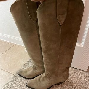 Isabel Marant Denvee Tall Western Boots Size 41-US In Taupe Brown